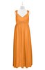 ColsBM Saniyah Orange Plus Size Bridesmaid Dresses V-neck Floor Length Romantic Sleeveless Paillette Backless