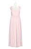 ColsBM Saniyah Petal Pink Plus Size Bridesmaid Dresses V-neck Floor Length Romantic Sleeveless Paillette Backless
