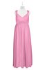 ColsBM Saniyah Pink Plus Size Bridesmaid Dresses V-neck Floor Length Romantic Sleeveless Paillette Backless