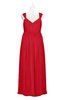 ColsBM Saniyah Red Plus Size Bridesmaid Dresses V-neck Floor Length Romantic Sleeveless Paillette Backless
