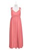 ColsBM Saniyah Shell Pink Plus Size Bridesmaid Dresses V-neck Floor Length Romantic Sleeveless Paillette Backless