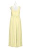 ColsBM Saniyah Soft Yellow Plus Size Bridesmaid Dresses V-neck Floor Length Romantic Sleeveless Paillette Backless