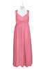 ColsBM Saniyah Watermelon Plus Size Bridesmaid Dresses V-neck Floor Length Romantic Sleeveless Paillette Backless