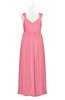 ColsBM Saniyah Watermelon Plus Size Bridesmaid Dresses V-neck Floor Length Romantic Sleeveless Paillette Backless