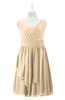 ColsBM Mariyah Apricot Gelato Plus Size Bridesmaid Dresses Romantic Sheath Tea Length Sleeveless Pick up V-neck