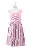 ColsBM Mariyah Baby Pink Plus Size Bridesmaid Dresses Romantic Sheath Tea Length Sleeveless Pick up V-neck