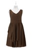 ColsBM Mariyah Chocolate Brown Plus Size Bridesmaid Dresses Romantic Sheath Tea Length Sleeveless Pick up V-neck
