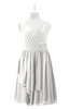ColsBM Mariyah Cloud White Plus Size Bridesmaid Dresses Romantic Sheath Tea Length Sleeveless Pick up V-neck