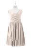 ColsBM Mariyah Cream Pink Plus Size Bridesmaid Dresses Romantic Sheath Tea Length Sleeveless Pick up V-neck