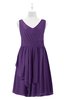 ColsBM Mariyah Dark Purple Plus Size Bridesmaid Dresses Romantic Sheath Tea Length Sleeveless Pick up V-neck