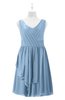 ColsBM Mariyah Dusty Blue Plus Size Bridesmaid Dresses Romantic Sheath Tea Length Sleeveless Pick up V-neck