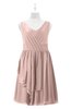 ColsBM Mariyah Dusty Rose Plus Size Bridesmaid Dresses Romantic Sheath Tea Length Sleeveless Pick up V-neck