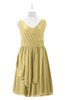 ColsBM Mariyah Gold Plus Size Bridesmaid Dresses Romantic Sheath Tea Length Sleeveless Pick up V-neck