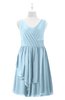 ColsBM Mariyah Ice Blue Plus Size Bridesmaid Dresses Romantic Sheath Tea Length Sleeveless Pick up V-neck