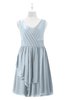 ColsBM Mariyah Illusion Blue Plus Size Bridesmaid Dresses Romantic Sheath Tea Length Sleeveless Pick up V-neck