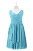 ColsBM Mariyah Light Blue Plus Size Bridesmaid Dresses Romantic Sheath Tea Length Sleeveless Pick up V-neck