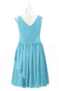 ColsBM Mariyah Light Blue Plus Size Bridesmaid Dresses Romantic Sheath Tea Length Sleeveless Pick up V-neck