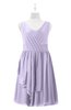 ColsBM Mariyah Light Purple Plus Size Bridesmaid Dresses Romantic Sheath Tea Length Sleeveless Pick up V-neck