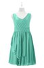 ColsBM Mariyah Mint Green Plus Size Bridesmaid Dresses Romantic Sheath Tea Length Sleeveless Pick up V-neck