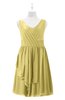 ColsBM Mariyah Misted Yellow Plus Size Bridesmaid Dresses Romantic Sheath Tea Length Sleeveless Pick up V-neck