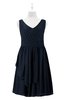 ColsBM Mariyah Navy Blue Plus Size Bridesmaid Dresses Romantic Sheath Tea Length Sleeveless Pick up V-neck