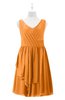 ColsBM Mariyah Orange Plus Size Bridesmaid Dresses Romantic Sheath Tea Length Sleeveless Pick up V-neck