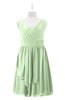 ColsBM Mariyah Pale Green Plus Size Bridesmaid Dresses Romantic Sheath Tea Length Sleeveless Pick up V-neck