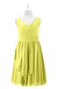 ColsBM Mariyah Pale Yellow Plus Size Bridesmaid Dresses Romantic Sheath Tea Length Sleeveless Pick up V-neck