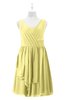ColsBM Mariyah Pastel Yellow Plus Size Bridesmaid Dresses Romantic Sheath Tea Length Sleeveless Pick up V-neck
