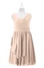 ColsBM Mariyah Peach Puree Plus Size Bridesmaid Dresses Romantic Sheath Tea Length Sleeveless Pick up V-neck