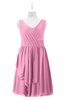 ColsBM Mariyah Pink Plus Size Bridesmaid Dresses Romantic Sheath Tea Length Sleeveless Pick up V-neck