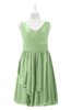 ColsBM Mariyah Sage Green Plus Size Bridesmaid Dresses Romantic Sheath Tea Length Sleeveless Pick up V-neck