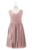 ColsBM Mariyah Silver Pink Plus Size Bridesmaid Dresses Romantic Sheath Tea Length Sleeveless Pick up V-neck