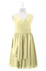 ColsBM Mariyah Soft Yellow Plus Size Bridesmaid Dresses Romantic Sheath Tea Length Sleeveless Pick up V-neck