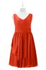ColsBM Mariyah Tangerine Tango Plus Size Bridesmaid Dresses Romantic Sheath Tea Length Sleeveless Pick up V-neck