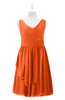 ColsBM Mariyah Tangerine Plus Size Bridesmaid Dresses Romantic Sheath Tea Length Sleeveless Pick up V-neck