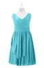 ColsBM Mariyah Turquoise Plus Size Bridesmaid Dresses Romantic Sheath Tea Length Sleeveless Pick up V-neck