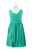 ColsBM Mariyah Viridian Green Plus Size Bridesmaid Dresses Romantic Sheath Tea Length Sleeveless Pick up V-neck