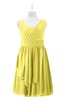 ColsBM Mariyah Yellow Iris Plus Size Bridesmaid Dresses Romantic Sheath Tea Length Sleeveless Pick up V-neck