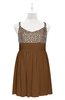 ColsBM Yareli Brown Plus Size Bridesmaid Dresses Ruching Sleeveless A-line Zipper Glamorous Thick Straps