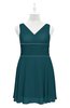 ColsBM Vienna Blue Green Plus Size Bridesmaid Dresses V-neck Casual Knee Length Zip up Sleeveless Sequin
