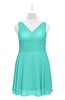 ColsBM Vienna Blue Turquoise Plus Size Bridesmaid Dresses V-neck Casual Knee Length Zip up Sleeveless Sequin