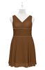 ColsBM Vienna Brown Plus Size Bridesmaid Dresses V-neck Casual Knee Length Zip up Sleeveless Sequin