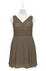 ColsBM Vienna Carafe Brown Plus Size Bridesmaid Dresses V-neck Casual Knee Length Zip up Sleeveless Sequin