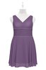 ColsBM Vienna Chinese Violet Plus Size Bridesmaid Dresses V-neck Casual Knee Length Zip up Sleeveless Sequin