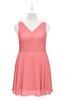 ColsBM Vienna Coral Plus Size Bridesmaid Dresses V-neck Casual Knee Length Zip up Sleeveless Sequin