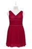 ColsBM Vienna Dark Red Plus Size Bridesmaid Dresses V-neck Casual Knee Length Zip up Sleeveless Sequin