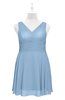 ColsBM Vienna Dusty Blue Plus Size Bridesmaid Dresses V-neck Casual Knee Length Zip up Sleeveless Sequin
