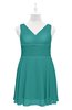 ColsBM Vienna Emerald Green Plus Size Bridesmaid Dresses V-neck Casual Knee Length Zip up Sleeveless Sequin