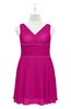 ColsBM Vienna Hot Pink Plus Size Bridesmaid Dresses V-neck Casual Knee Length Zip up Sleeveless Sequin